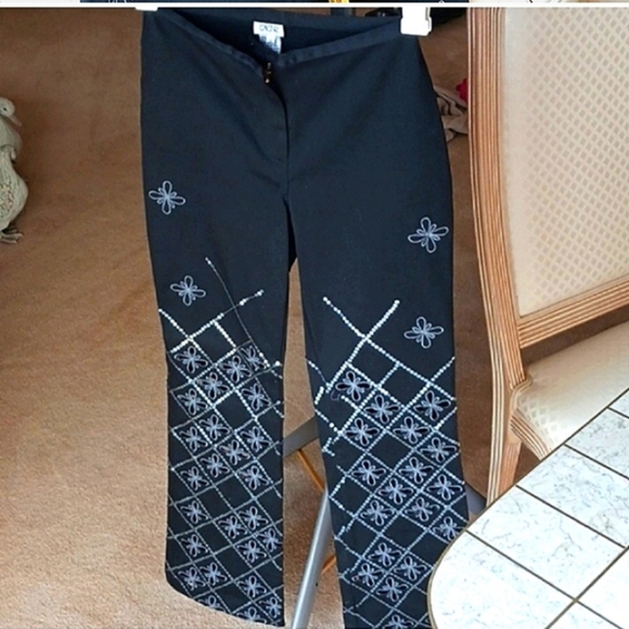 Women's pants- vintage Cache- sz 0..New pair,ribbon/bow design w sequins.. - Picture 1 of 15